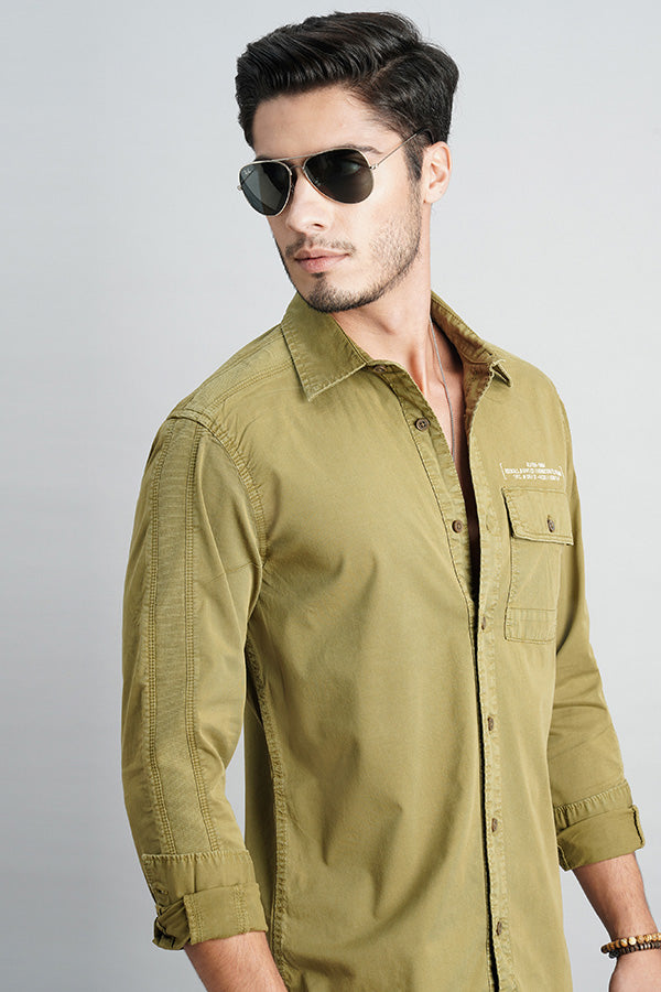 Olive Drab Full Sleeve Solid Shirt