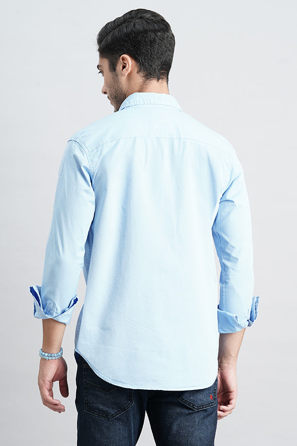 Airforce Blue Full Sleeve Solid Shirt (Leo F/Slv Fit)