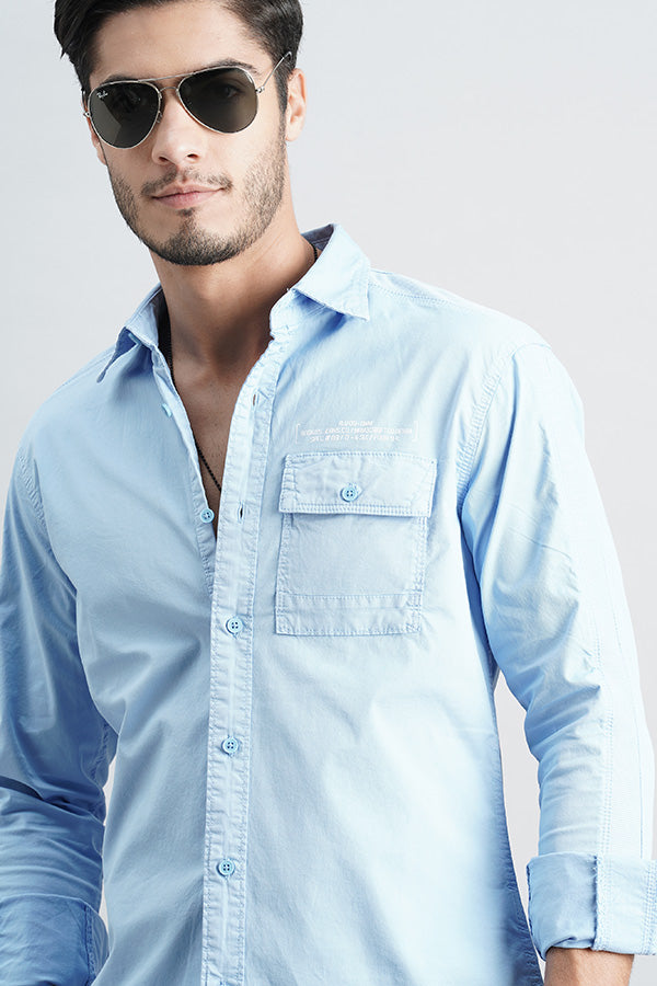 Airforce Blue Full Sleeve Solid Shirt (Leo F/Slv Fit)