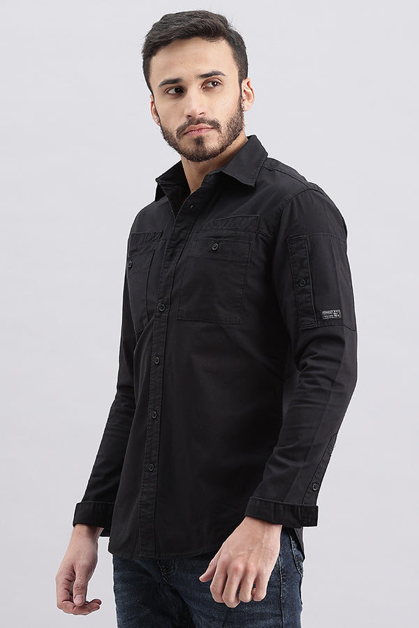 Black Full Sleeve Solid Shirt (Leo F/Slv Fit)