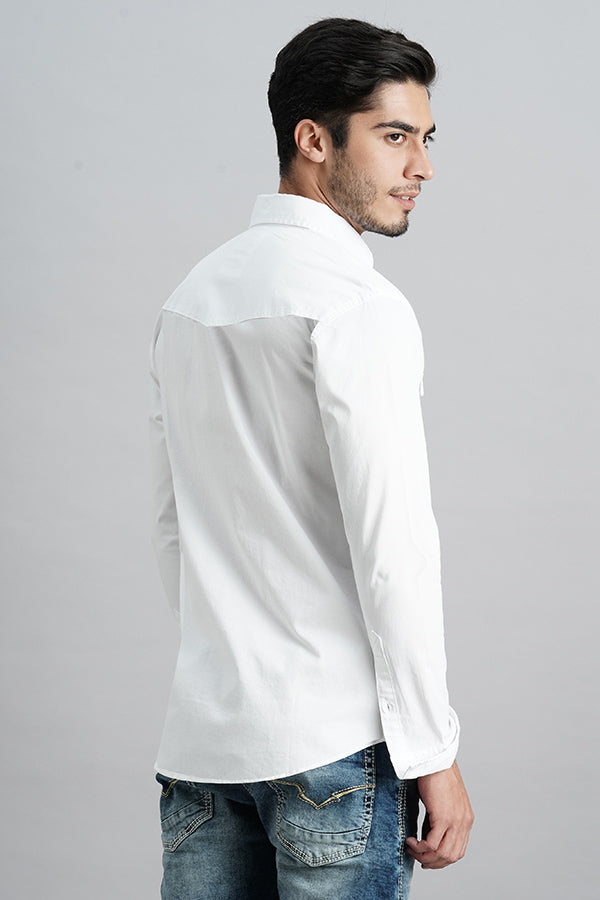 White Full Sleeve Solid Shirt (Leo F/Slv Fit)