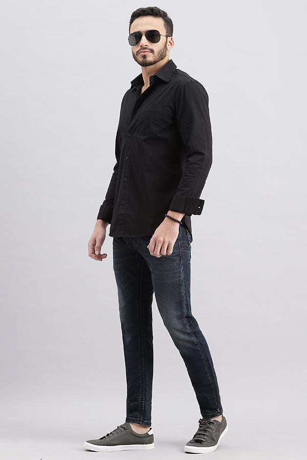 Black Full Sleeve Solid Shirt (Leo F/Slv Fit)