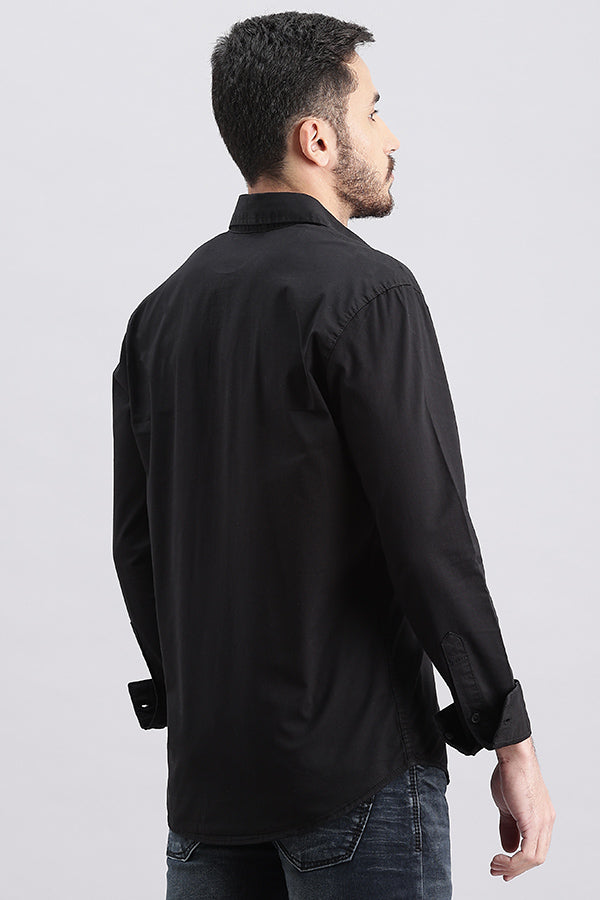 Black Full Sleeve Solid Shirt (Leo F/Slv Fit)