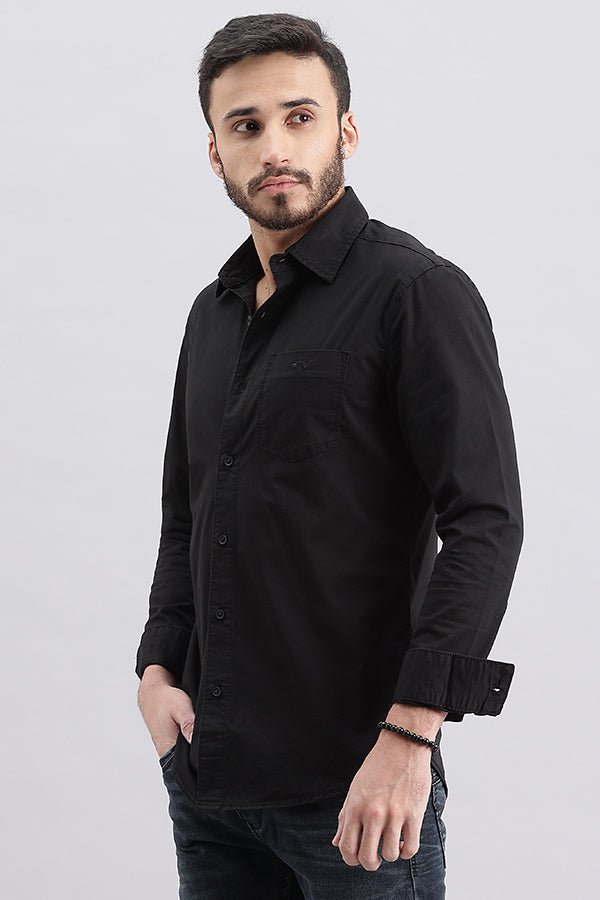 Black Full Sleeve Solid Shirt (Leo F/Slv Fit)