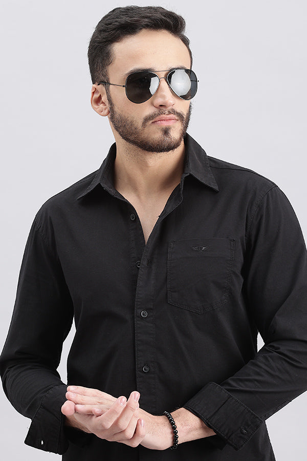 Black Full Sleeve Solid Shirt (Leo F/Slv Fit)