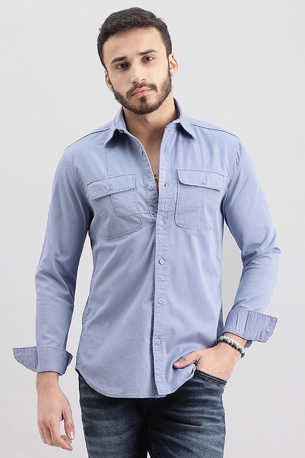 Lt Purple Full Sleeve Solid Shirt (Leo F/Slv Fit)