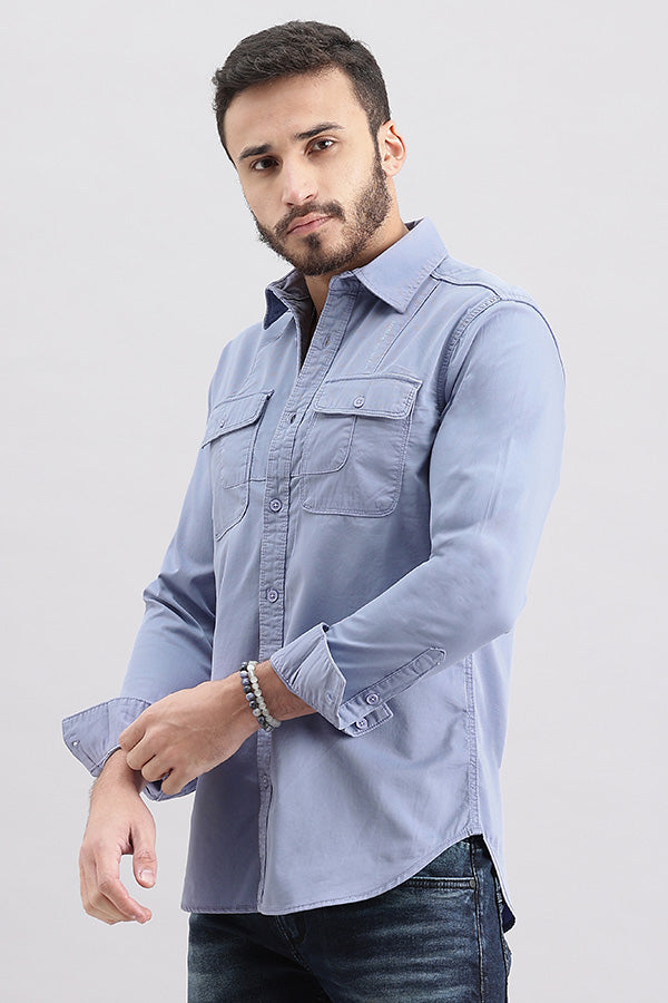 Lt Purple Full Sleeve Solid Shirt (Leo F/Slv Fit)