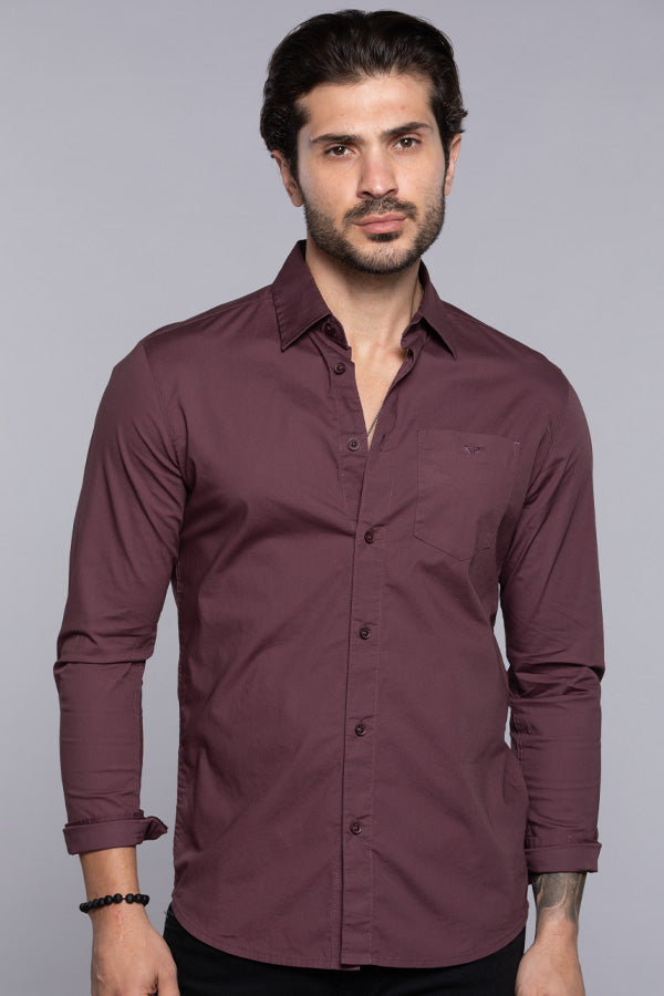 Dull Purple Full Sleeves Solid Shirt