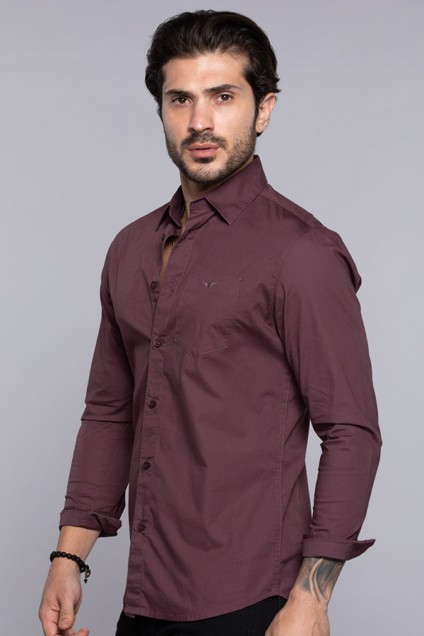 Dull Purple Full Sleeves Solid Shirt