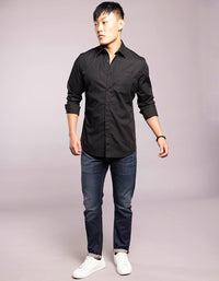 Black Full Sleeves Solid Shirt