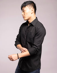 Black Full Sleeves Solid Shirt