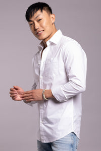 White Full Sleeves Solid Shirt