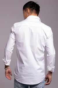 White Full Sleeves Solid Shirt