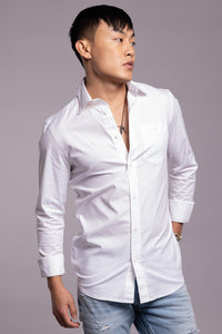 White Full Sleeves Solid Shirt