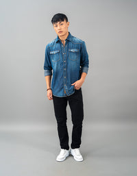 Med Blue Full Sleeve Denim Shirt