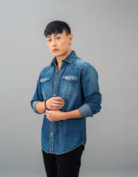 Med Blue Full Sleeve Denim Shirt
