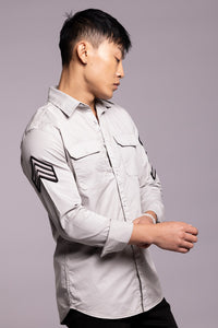 Lt Grey Full Sleeves Solid Shirt