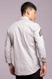 Lt Grey Full Sleeves Solid Shirt