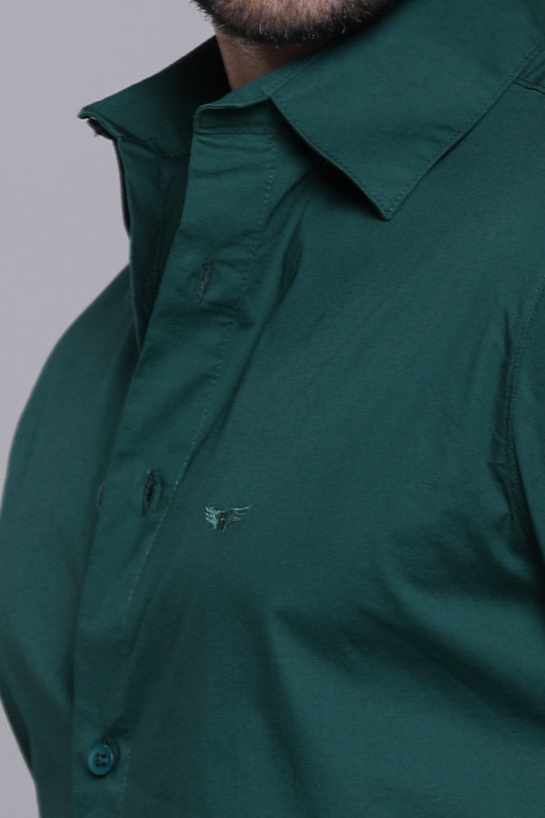 Bottle Green Full Sleeves Solid Shirt