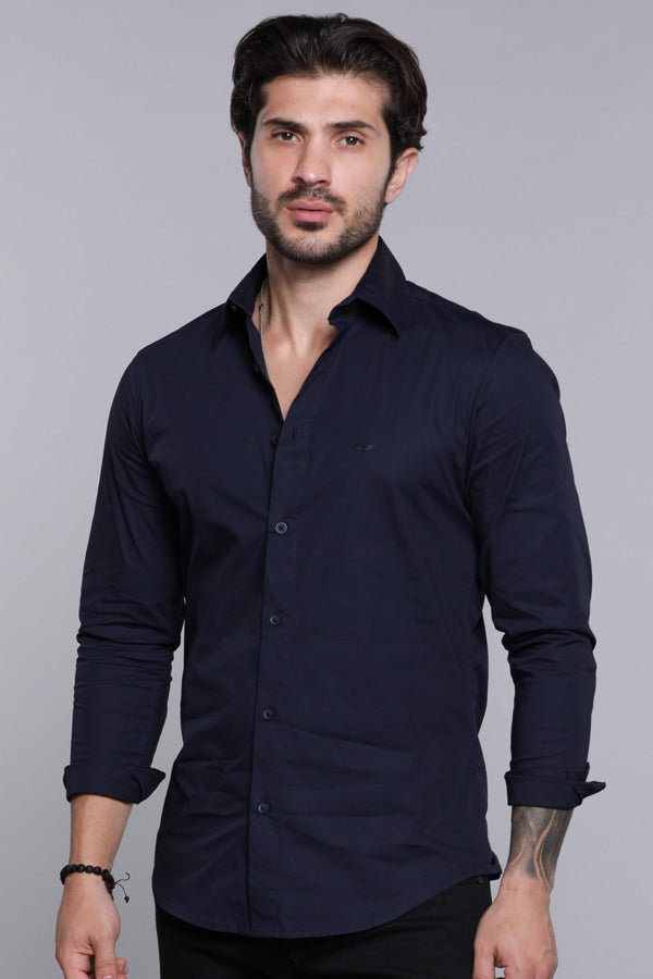 Dk Navy Full Sleeves Solid Shirt