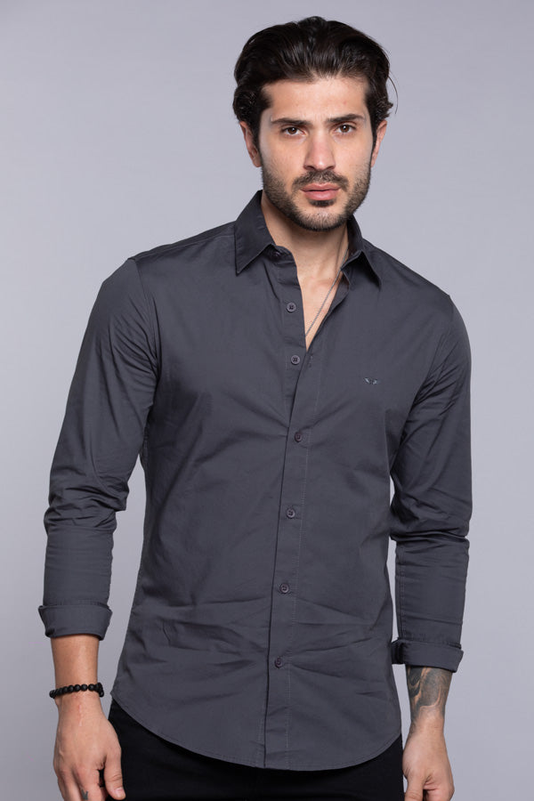 Charcoal Full Sleeves Solid Shirt