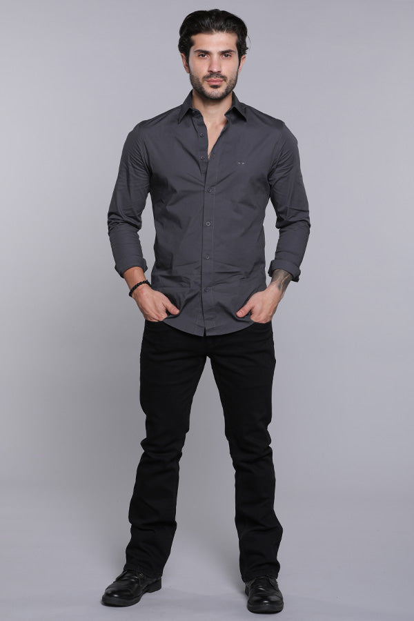 Charcoal Full Sleeves Solid Shirt