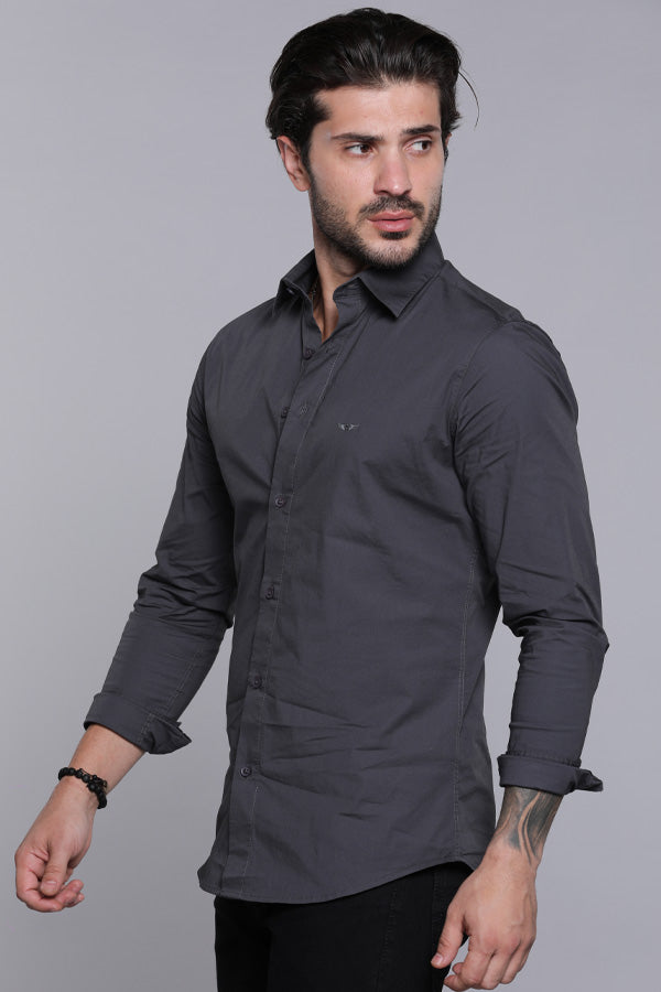 Charcoal Full Sleeves Solid Shirt