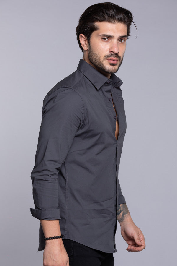 Charcoal Full Sleeves Solid Shirt