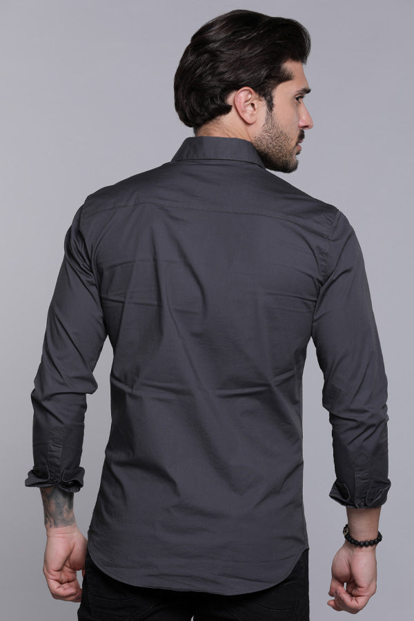 Charcoal Full Sleeves Solid Shirt