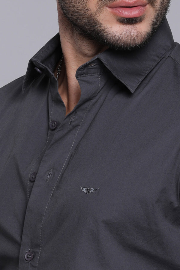 Charcoal Full Sleeves Solid Shirt