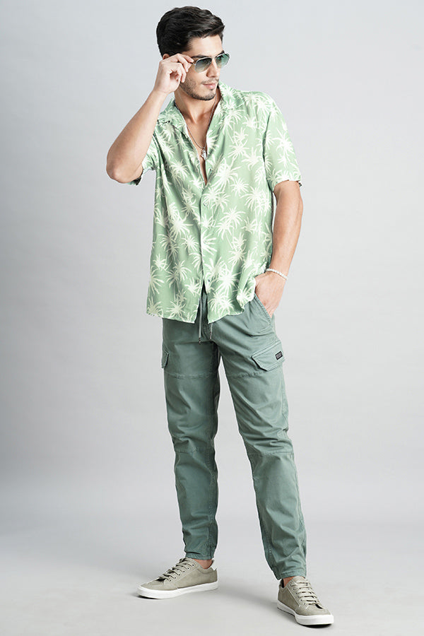 Lt Green Half Sleeve Printed Shirt (Decapario H/Slv Fit)