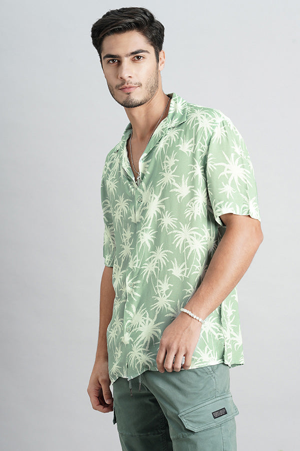 Lt Green Half Sleeve Printed Shirt (Decapario H/Slv Fit)