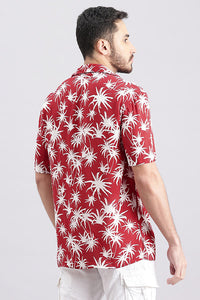 Red Half Sleeve Printed Shirt (Decapario H/Slv Fit)