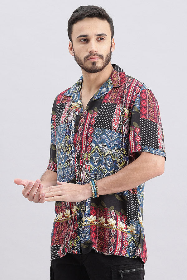 Multi Color Half Sleeve Printed Shirt (Decapario H/Slv Fit)