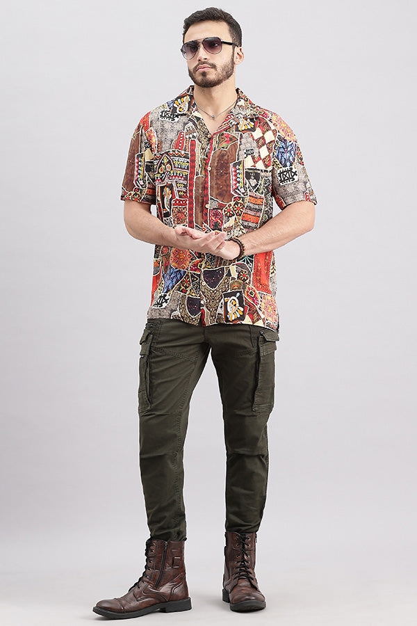 Multi Color Half Sleeve Printed Shirt (Decapario H/Slv Fit)