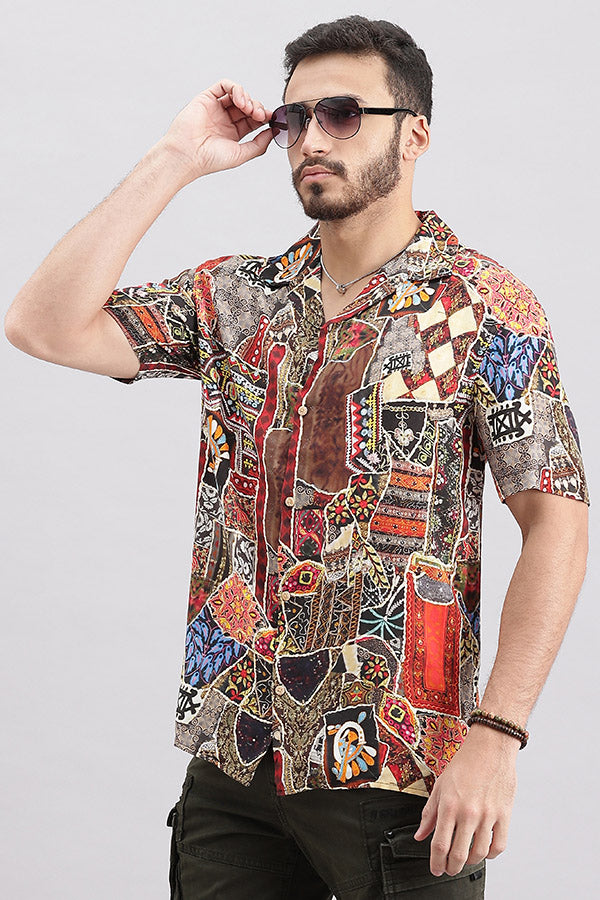 Multi Color Half Sleeve Printed Shirt (Decapario H/Slv Fit)