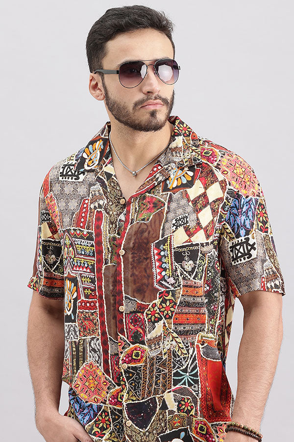 Multi Color Half Sleeve Printed Shirt (Decapario H/Slv Fit)