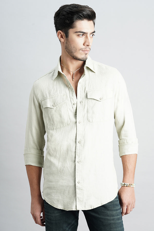 Dk Stone Full Sleeve Linen Shirt (Leo F/Slv Fit)