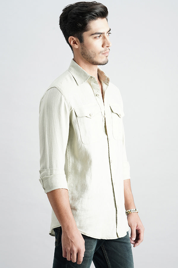 Dk Stone Full Sleeve Linen Shirt (Leo F/Slv Fit)