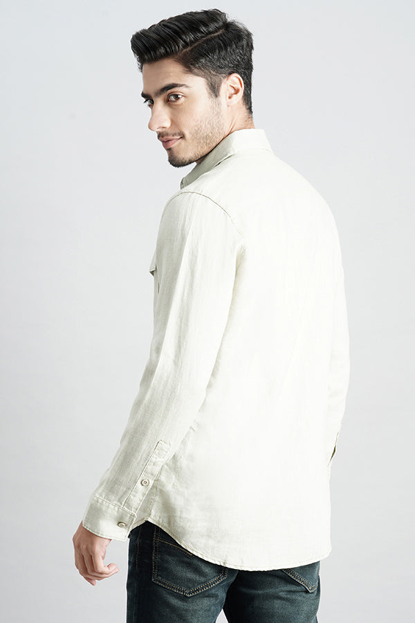 Dk Stone Full Sleeve Linen Shirt (Leo F/Slv Fit)