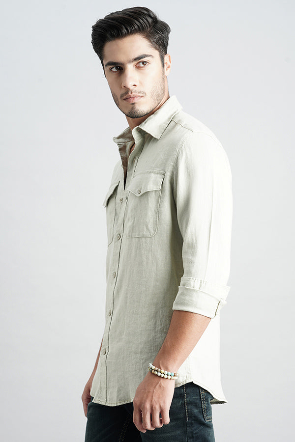 Dk Stone Full Sleeve Linen Shirt (Leo F/Slv Fit)