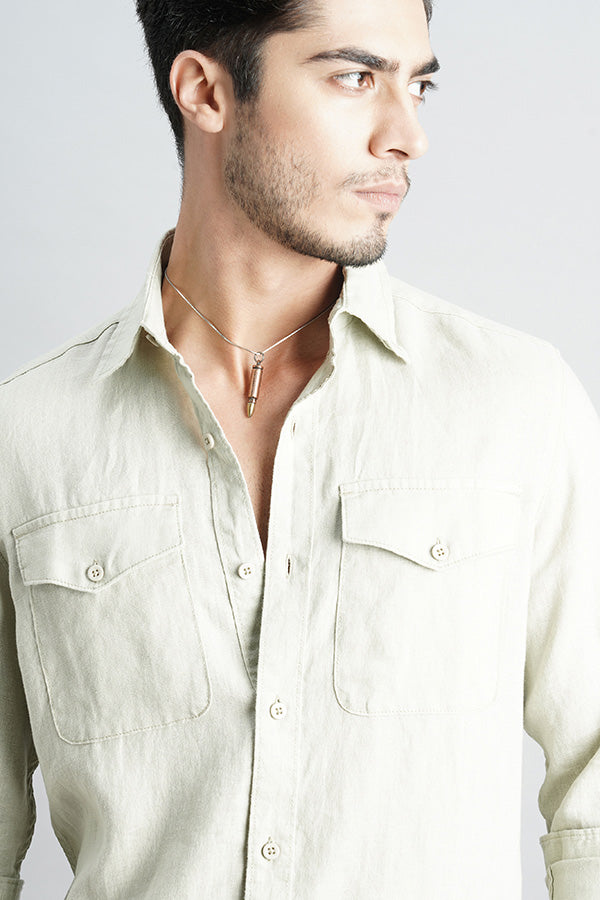 Dk Stone Full Sleeve Linen Shirt (Leo F/Slv Fit)