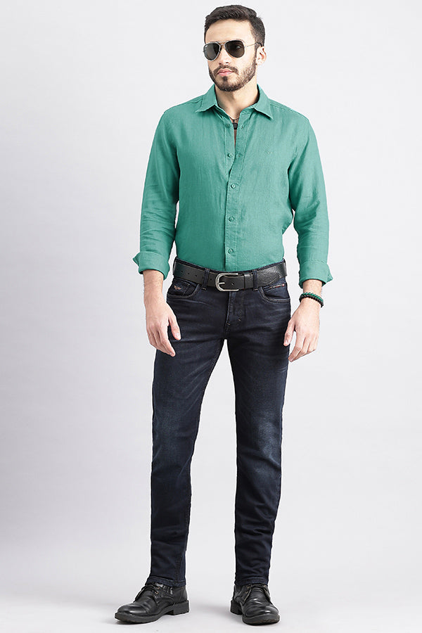 Emerald Full Sleeve Linen Shirt (Zack F/Slv Fit)