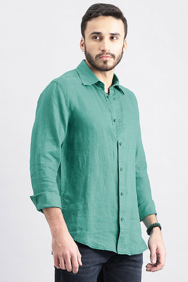 Emerald Full Sleeve Linen Shirt (Zack F/Slv Fit)