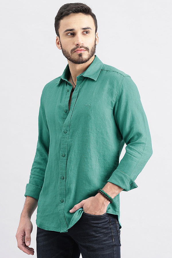Emerald Full Sleeve Linen Shirt (Zack F/Slv Fit)
