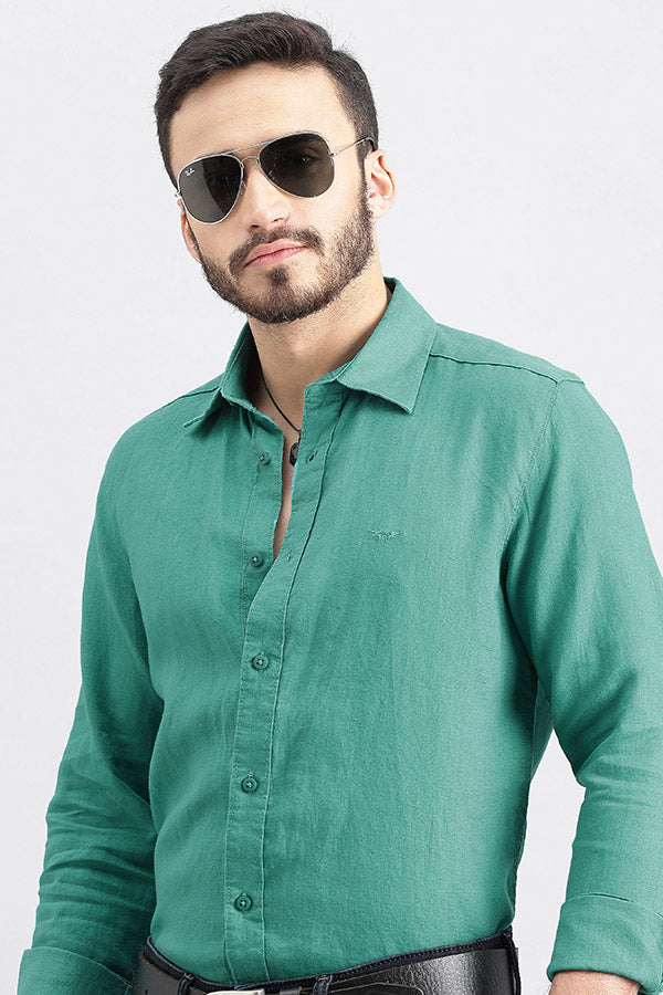 Emerald Full Sleeve Linen Shirt (Zack F/Slv Fit)