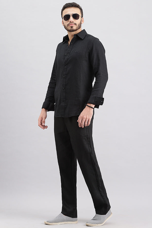 Black Full Sleeve Linen Shirt (Zack F/Slv Fit)