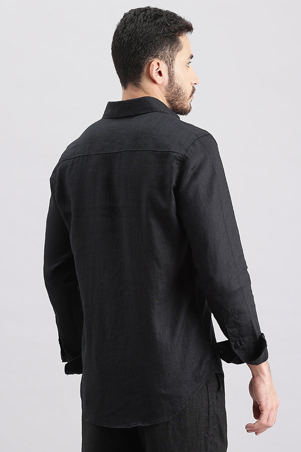 Black Full Sleeve Linen Shirt (Zack F/Slv Fit)