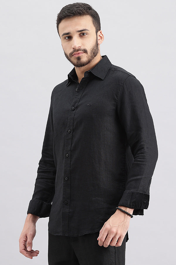 Black Full Sleeve Linen Shirt (Zack F/Slv Fit)
