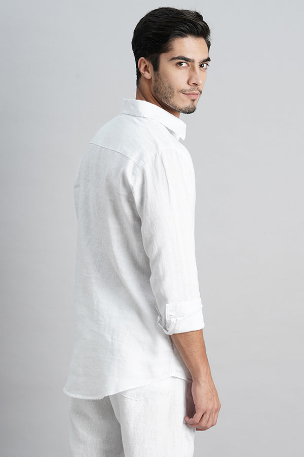 White Full Sleeve Linen Shirt (Zack F/Slv Fit)